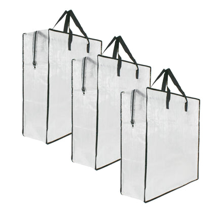 3 Pack Clear Storage Bags with Zipper and Handles, Blanket Bags For Closet Storage, Moving and Packing Supplies for College, Underbed Storage Organizer for Clothes Pillow Bedding Christmas Wreath