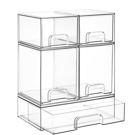 Vtopmart Clear Stackable Storage Drawers Set of 5, Plastic Organizer Bins