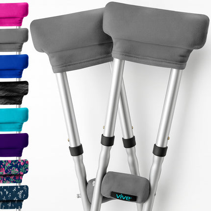 Vive Premium Crutch Pads & Hand Grips - Comfortable, Breathable, Machine Washable Padding - Moisture Wicking & Odor Reducing Pillow Accessory Covers for Adult & Youth Walking Crutches