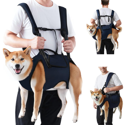 Nasjac Dog Lift Harness Carrier Backpack - Full Body Sling with Adjustable Straps & Handle, Breathable Support Emergency Rescue Kit for Elderly Injured Arthritic Disabled Medium Large Dogs, 2XL