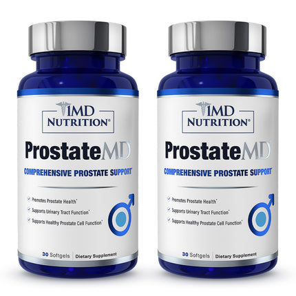 1MD Nutrition ProstateMD Saw Palmetto Prostate Support Supplement - Support for Urinary Tract and Frequent Bathroom Urges | 60 Softgels (2-Pack)