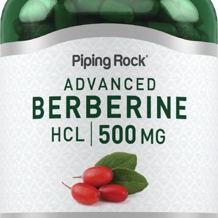 Piping Rock Berberine HCL Capsules 500mg | 120 Pills | Advanced Barberry Extract Supplement | Non-GMO, Gluten Free
