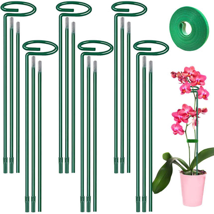 Plant Support Stakes 6 Pack, 12/24/36 Inch Heavy Duty Metal Plant Stakes, Adjustable Garden Plant Support Cages/Rings for Outdoor Indoor Plants, Plant Stick Support for Amaryllis Tomato Peony Orchid