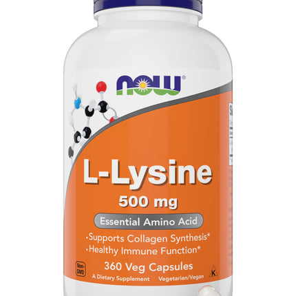 Now L-Lysine 500 mg, 360 Vegetarian Capsules
