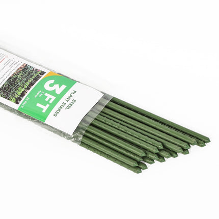 3ft Garden Stakes, Plastic Coated Steel Plant Stakes for Climbing Plants 25pcs