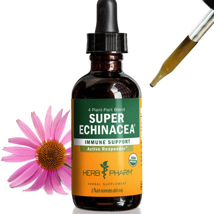 Herb Pharm Super Echinacea® Liquid Extract: USDA Organic Immune Support for Year-Round | Fast-Absorbing Echinacea Tincture, 4 Plant-Part Blend: Root, Leaf, Flower & Seed | Up to ~6 Week Supply, 2 oz*