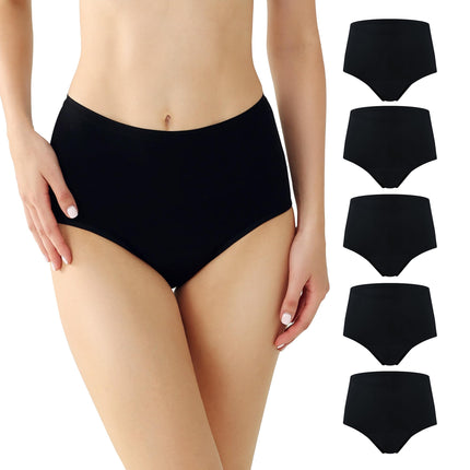 BATTEWA Incontinence Underwear for Women Washable, Leak Proof Underwear High Waist Cotton,Bladder Leakage 50ML (5Black, 5X-Large, 5 Pack)