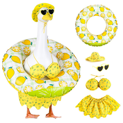 DORONAN Bikini Porch Goose Outfits, 23" Goose Statue Bikini Lemon Costume Summer Porch Goose Outfits, Durable Hawaiian Goose Clothes with Sunglasses and Swim Ring, Outdoor Yard Patio Garden Decor