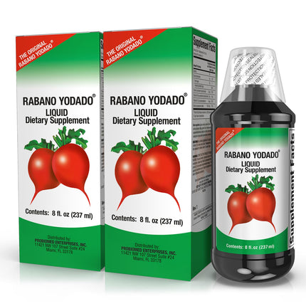 Rabano Yodado Ionized Radish Dietary Liquid Supplement with Iodine, Vitamin B1, B6 & B12, Wellness & Digestive Support, Helps Maintain Natural Energy & Nutrient Balance, 8 Fl Oz, Pack of 2