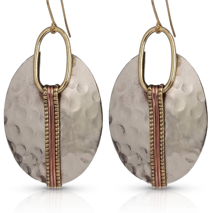 SPUNKYsoul Boho Mixed Metal Dangle Earrings, Artisan-Inspired Style Jewelry
