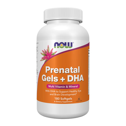 NOW Supplements, Prenatal Gels + DHA with 250 mg DHA per serving, plus Borage Oil (GLA), 180 Softgels