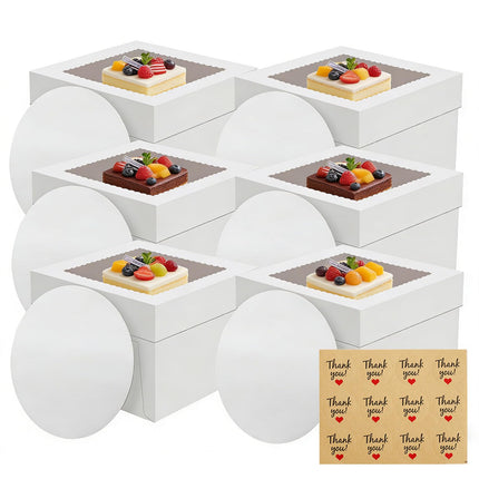 LNDIEHS 6 Pack Cake Boxes with Window, 12x12x8 Inches, for Wedding Birthday