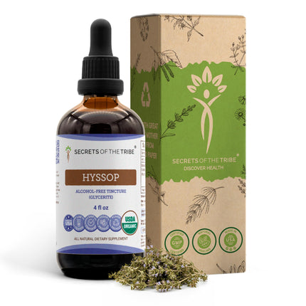 Hyssop USDA Organic | Alcohol-Free Extract, High-Potency Herbal Drops | Made from 100% Certified Organic Hyssop (Hyssopus officinalis) Dried Herb (4 oz)
