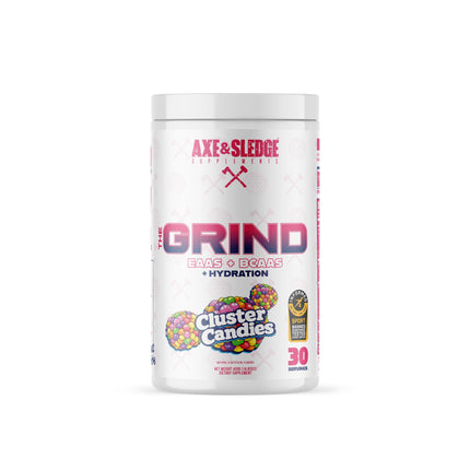 Axe & Sledge The Grind Essential Amino Acids | EAA & BCAA Powder | Muscle Recovery & Electrolytes for Hydration | Stimulant-Free, Vegan | 30 Servings, Cluster Candies