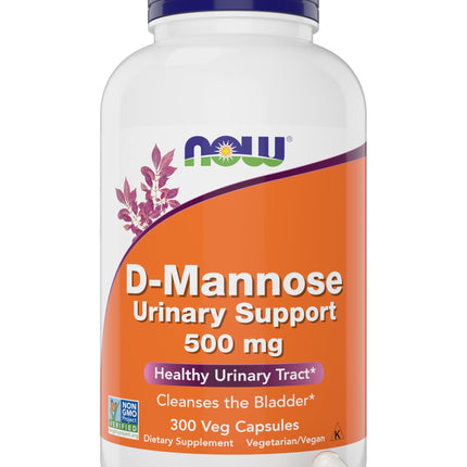 Now D-Mannose 500 mg, 300 Capsules - Vegan, Non GMO Supplement for Women and Men - Supports Healthy Urinary Tract, Cleanses the Bladder