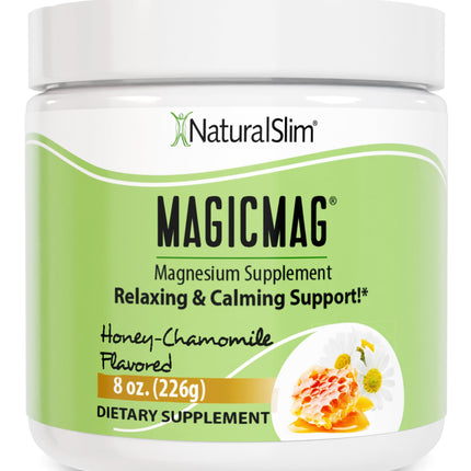 NaturalSlim MagicMag Magnesium Citrate Powder Drink for Relaxation, Stress, Constipation, Better Rest & Digestive Health, Magnesium Supplement for Women and Men, Honey Chamomile 8oz
