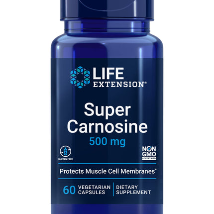 Life Extension Super Carnosine, L-carnosine, Luteolin, Vitamin B1, Muscle Support, Exercise Recovery, Heart Health, Gluten-Free, Non-GMO, Vegetarian, 60 Capsules