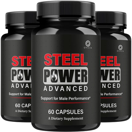 (3 Pack) Steel Power - Steel Power Pills All Natural Maximum Strength, Daily SteelPower Capsules Premium Advanced Support Formula for Overall Health & General Wellness, 180 Capsules for 3 Months