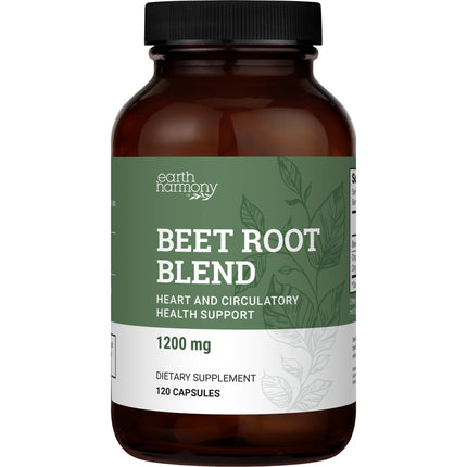 Earth Harmony Naturals Organic Beet Root Capsules 1200 mg - Beet Root Powder & Juice Blend Supplement for Men and Women - 120 Capsules