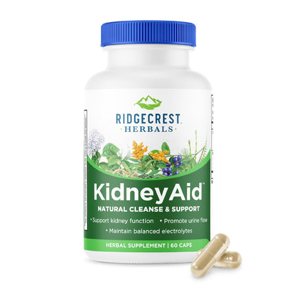 Ridgecrest Herbals KidneyAid, Kidney Health Support Supplement, Hydrangea, Horsetail, Urinary Tract Health Support, Trace Mineral (60 Caps, 30 Serv)
