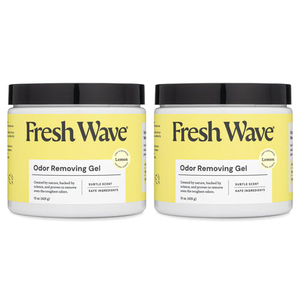 Fresh Wave Lemon Odor Removing Gel, 15 oz., Pack of 2 - Safer Odor Absorbers for Home, Natural Plant-Based Odor Eliminator, Every 15 oz. lasts 30-60 Days, For Cooking, Trash & Pets