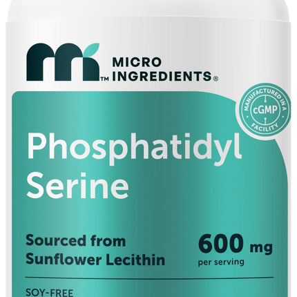 Micro Ingredients Phosphatidylserine 600 mg Per Serving, 240 Capsules | Soy Free Phosphatidylserine Supplement with Choline, Lion’s Mane, Ginkgo & Omega-3 | Non-GMO, Gluten Free