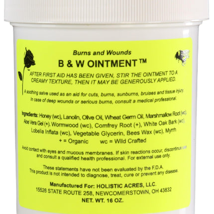 B & W Ointment (Burn &Wound) Natural Burn Salve Amish Made Burn Salve Burn Relief-16oz.