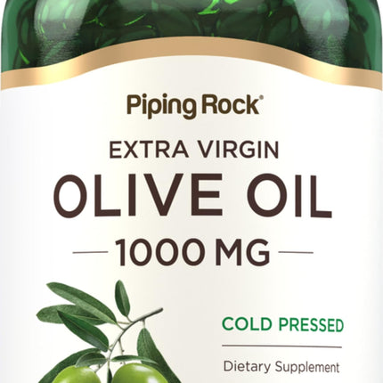 Piping Rock Olive Oil Softgel Capsules | 1000mg | 240 Pills | Organic Extra Virgin Cold Pressed Supplement | Non-GMO, Gluten Free Formula