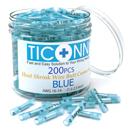TICONN 200PCS Heat Shrink Butt Connectors, Crimp Wire Connectors Kit