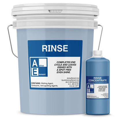 Active Element Commercial Dishwasher Rinse - Makes One 5-gallon pail - For High Temperature and Low Temp Dishwasher Machine - Commercial Strength