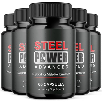 (5 Pack) Steel Power for Men, Steel Power Supplement for Men with Natural Ingredients, Advanced Formula SteelPower Maximum Strength Men's Health and Wellness Support Multivitamin Pills (300 Capsules)