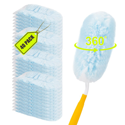 40 Count Duster Refills for Swiffe Duster,360° Heavy Duty Duster Refills, Disposable Microfiber Duster for Cleaning Dusting Furniture Blind Ceiling Fan (40 Count Refills+2 Handle)