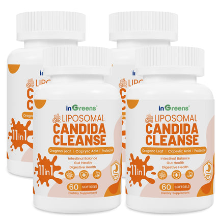 inGreens 11-in-1 Candida Support Supplement, Antifungal Overgrowth, Intestinal Detox & Gut Health for Women & Men, Balance Probiotic, Natural Herbal Oregano & Caprylic Acid Softgels, 240 Count