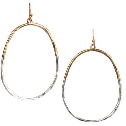 SPUNKYsoul Willow Two Tone Oval Hoop Earrings for Women, Gold Silver Dangle
