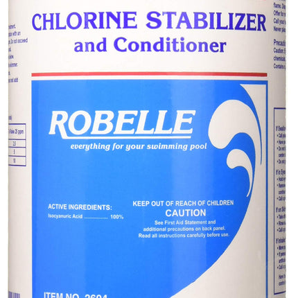 Robelle 4-Pounds Premium Chlorine Stabilizer and Conditioner, Concentrated Cyanuric Acid for Pools, Pool Stabilizer, Helps Chlorine Last Longer, Made in USA