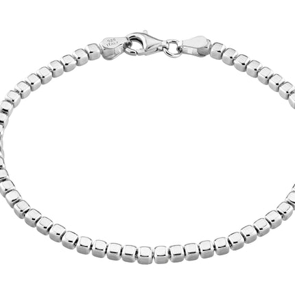 Miabella Italian 925 Sterling Silver, 18Kt Gold Plated Organic Cube Bead Chain Bracelet for Women Men, Made in Italy (SI Length 7 Inches)