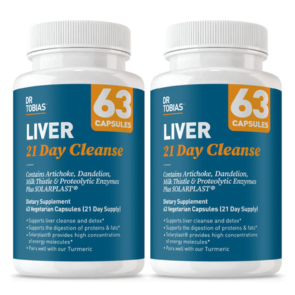 Dr. Tobias Liver 21 Day Cleanse - Herbal Liver Detox Cleanse with Milk Thistle Dandelion Root & Artichoke Extract | Supports Liver Health & Digestion (63 Vegetarian Capsules (126 Count (Pack of 2))