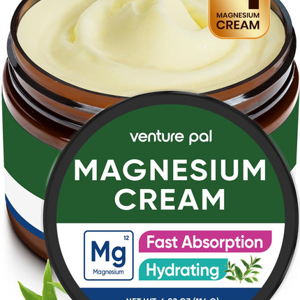 Venture Pal Topical Magnesium Cream, Fast-Absorbing Magnesium Moisturizing Lotion with Coconut Oil, Shea Butter & Hyaluronic Acid, Suitable for Kids