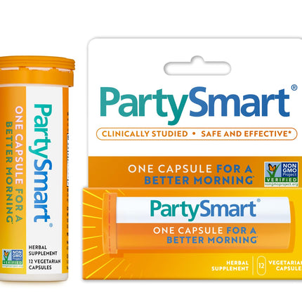 Himalaya PartySmart, 12 Capsule Tube - Alcohol Breakdown Liver Support for a Better Morning After Drinking - Plant Based, Vegan, Non-GMO, Gluten Free, Clinically Studied