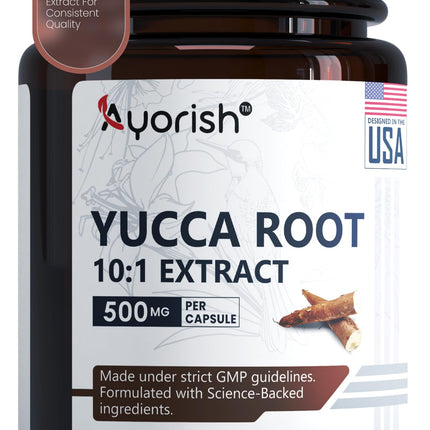 Ayorish Yucca Root Capsules 500mg 120 Count Yucca Root Extract 10:1 Herbal Supplement Plant Based Botanical Capsules Vegan Non GMO Herbal Extract Capsules