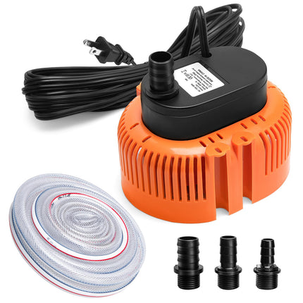 Sump Pump,Pool Cover Pump above Ground,submersible water pump Swimming Water Removal Pumps,for Swimming Pool Basement Garden Pond Tubs Draining,75W,Max Flow:850GPH,3 Adapters,25 Ft Power Cord (Orange)
