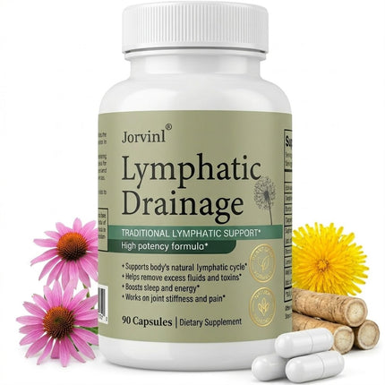 Lymphatic Drainage Capsules - Ease Body Heaviness & Facial Puffiness - Supports Natural Fluid Balance & Metabolism、Joint Discomfort - with Echinacea & Dandelion - 90 Vegan Capsules & Non-GMO