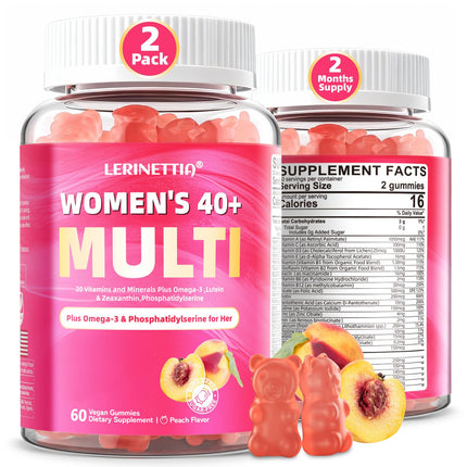 Multivitamin for Women Gummies for 40+ with Omega-3, Niacinamide, B-Complex, Lutein, Iron, Choline, Phosphatidylserine, Vitamin D3 for Skin, Hair, Energy, Immune, Bone - Vegan, Sugar Free, 120Cts