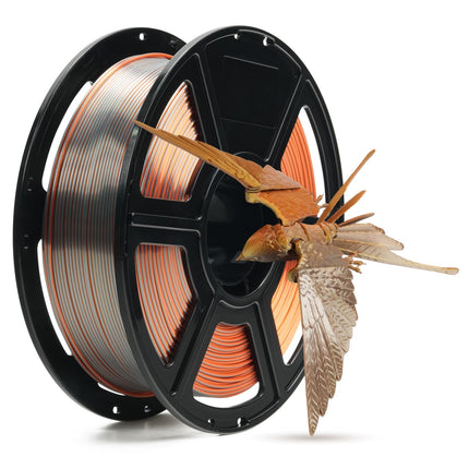 FLASHFORGE Silk Tri-Color Filament, Gold, Silver and Copper 3 in 1 Coextrusion Silk PLA Filament 1.75mm, 3D Printer Filament Color Change 1kg(2.2lbs) Spool, Dimensional Accuracy +/- 0.02mm
