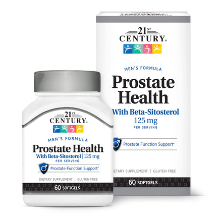 21st Century Prostate Health Supplement for Men, Saw Palmetto, Beta-Sitosterol 125mg, Pygeum, Pumpkin Seed Oil, with Vitamin D3, B6 and Zinc, Gluten Free, 60 Softgels