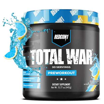 REDCON1 Total War Pre Workout Powder | Blue Lemonade | 320mg Caffeine + Citrulline Malate + Beta Alanine (30 Servings)