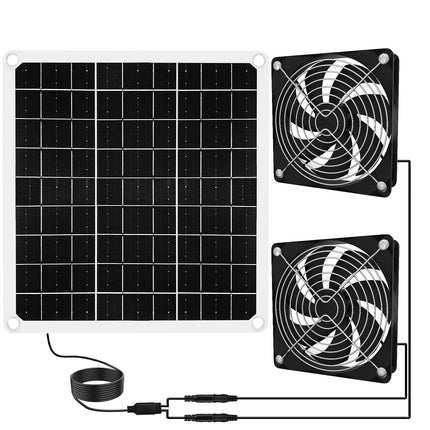 ZCTIMYI 15W Solar Powered Fan for Chicken Coop, Solar Panel Fan Ventilation Exhaust Kits for Greenhouse Outside Shed Doghouses Pet House, Included 2 IP65 Waterproof Fans