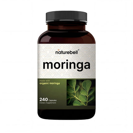 NatureBell Moringa 8,00mg Per Serving - 240 Capsules - Organic Moringa for Daily Immune, Energy & Skin Health Support* - Green Superfood - 3rd Party Tested, Non-GMO & Gluten-Free