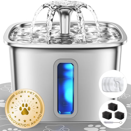 Veken Innovation Award Winner Stainless Steel Cat Water Fountain, 108oz, C1