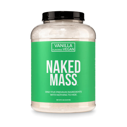 NAKED Vegan Mass - Vanilla Vegan Weight Gainer - 1,230 Calories, NSF Certified, Non-GMO, Soy & Gluten Free, No Artificial Ingredients - 8LB Bulk - 11 Servings